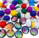 LOT 6 POKÉBALL ROUGE AVCE 1 FIGURINE + 1 BADGE 32mm